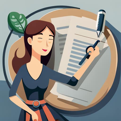 A flat illustration of a woman changing settings that represent the writing modes on the bullet point generator. Formal, Informal, Sarcastic, and Humorous