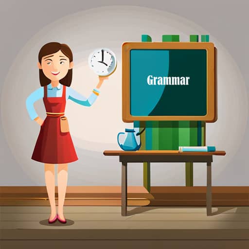 A illustration of a teacher giving grammar examples