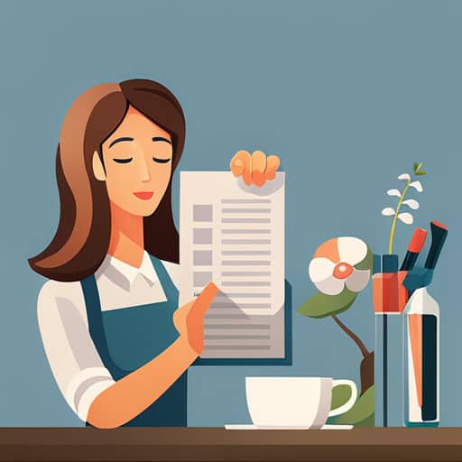 A flat illustration of a woman holding a list of uses for the list generator
