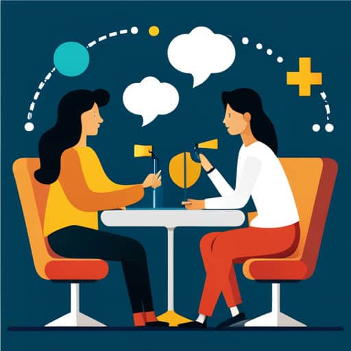 A flat illustration of two women discussing benefits of using a cover letter