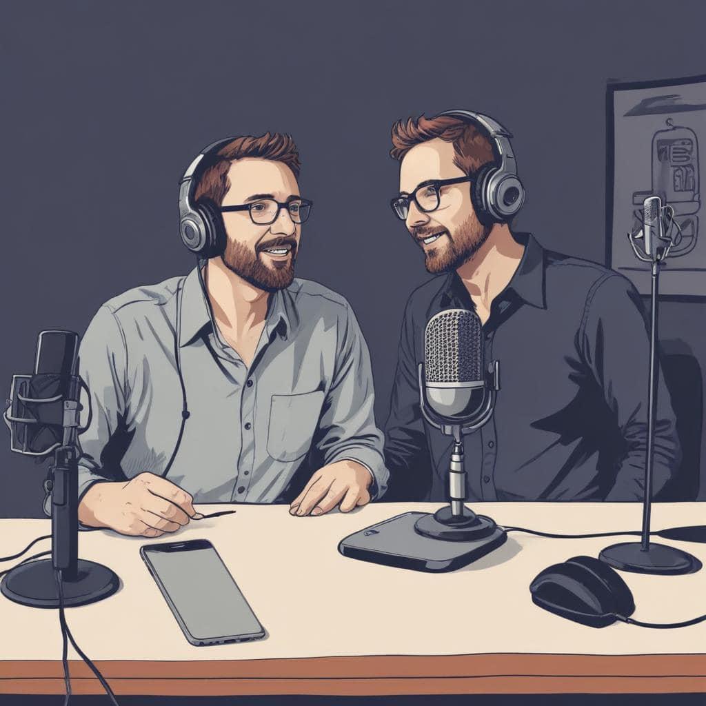 picture of two men on a podcast